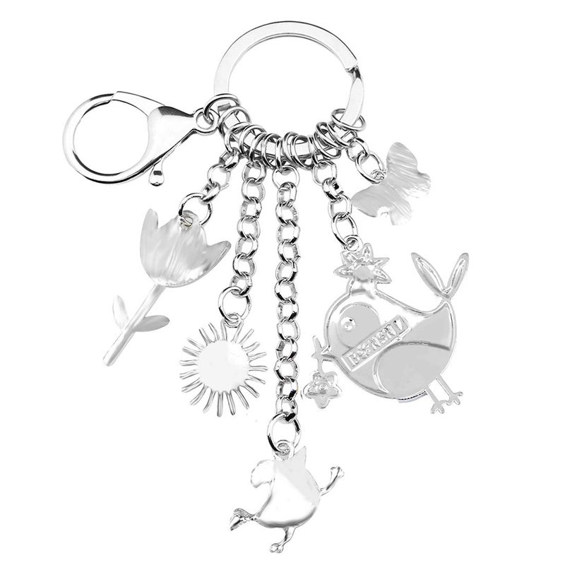 BONSNY Enamel Zinc Alloy Birds Flower Butterfly Key Chains Keyrings For Women Handbag Car Key Charms (Green) - Image 4